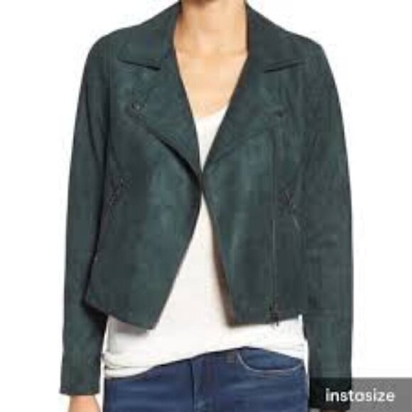 ASTR Faux Suede Moto Jacket Forrest Green Size Small - Picture 2 of 6